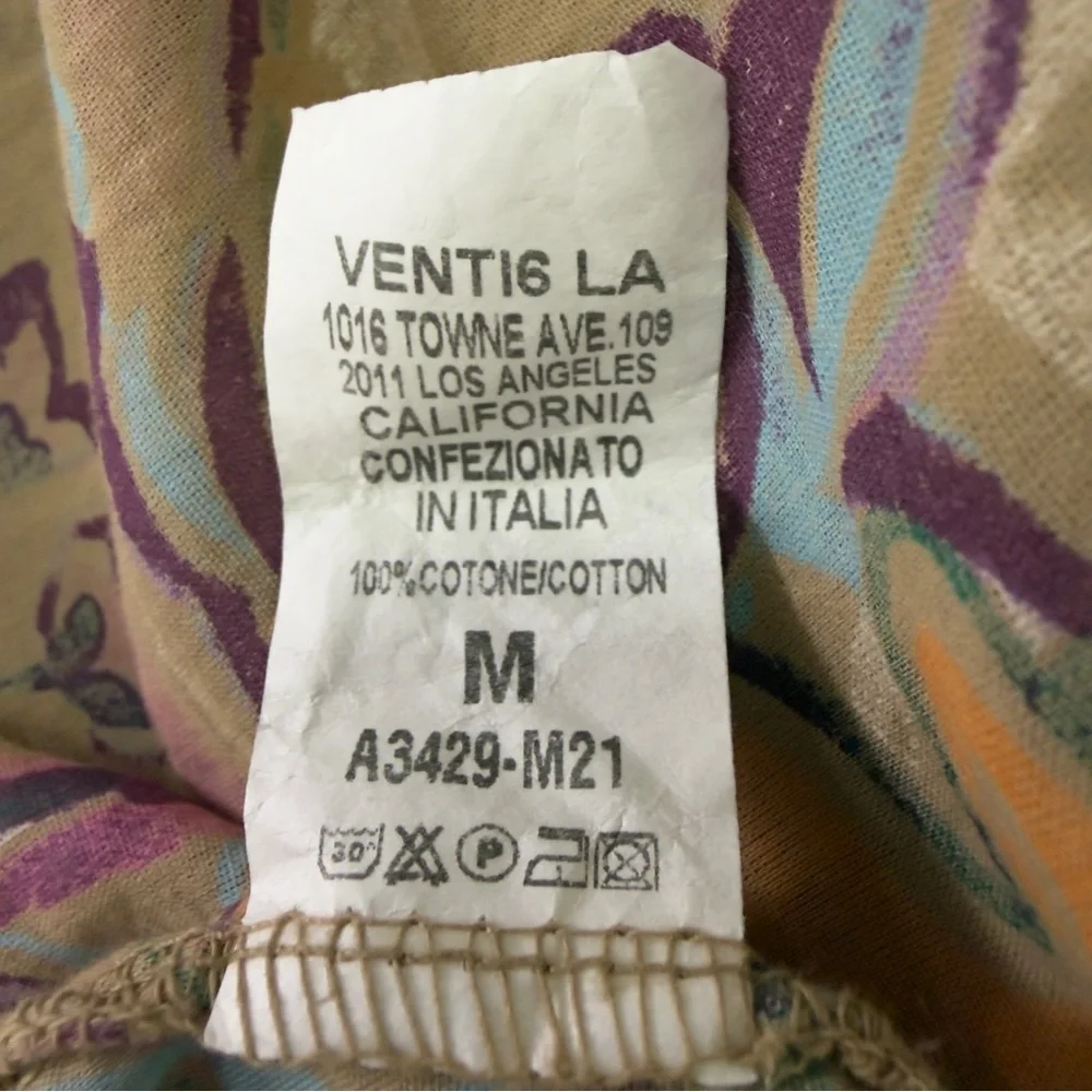 Venti6 Spring Floral Print Tie-Front Top Beige Multi Size M
